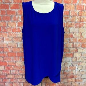Worthington‎ Royal Blue Plus Size Layered Front Cutout Back Sleeveless Top